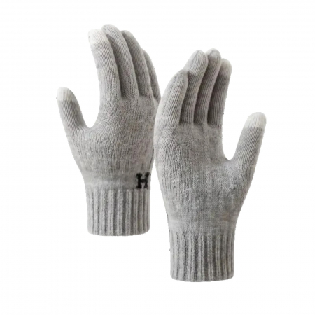 Genți de voiaj & genți - Manusi de Barbat, Flippy, Model H, Functie Touchscreen (ecran tactil), Material Acril Tricotat, Manseta Elastica, Interior Catifelat, Marime Universala, Gri Deschis