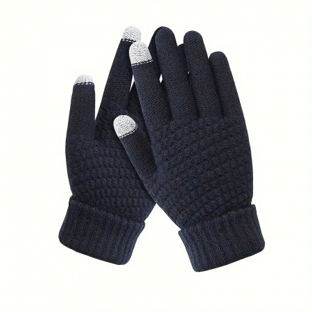 Genți de voiaj & genți - Manusi de Dama, Flippy, Functie Touchscreen (ecran tactil), Material Acril Tricotat, Manseta Elastica, Interior Catifelat, Marime Universala, Albastru Marin