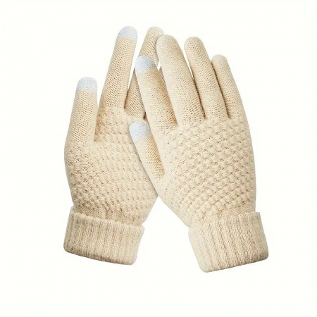 Genți de voiaj & genți - Manusi de Dama, Flippy, Functie Touchscreen (ecran tactil), Material Acril Tricotat, Manseta Elastica, Interior Catifelat, Marime Universala, Bej