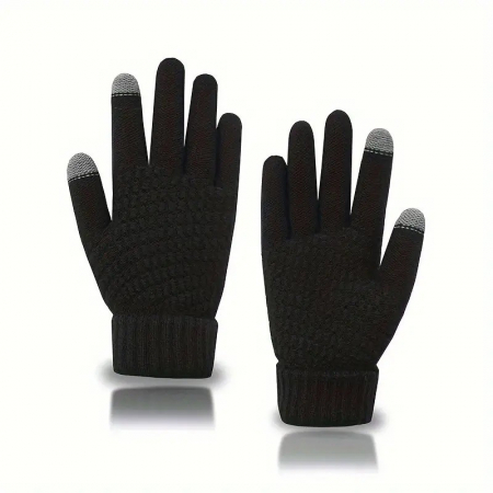 Manusi de Dama, Flippy, Functie Touchscreen (ecran tactil), Material Acril Tricotat, Manseta Elastica, Interior Catifelat, Marime Universala, Negru [6]
