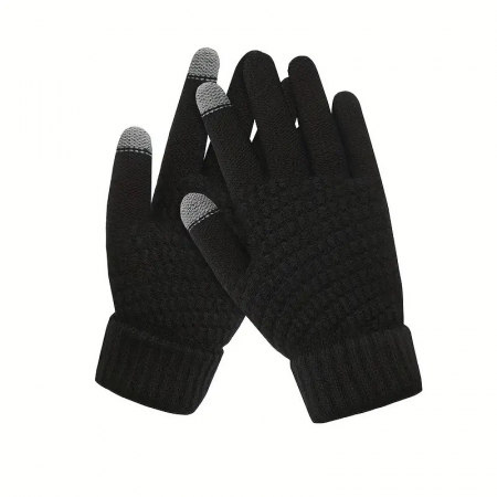 Genți de voiaj & genți - Manusi de Dama, Flippy, Functie Touchscreen (ecran tactil), Material Acril Tricotat, Manseta Elastica, Interior Catifelat, Marime Universala, Negru