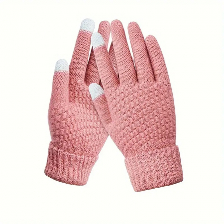 Genți de voiaj & genți - Manusi de Dama, Flippy, Functie Touchscreen (ecran tactil), Material Acril Tricotat, Manseta Elastica, Interior Catifelat, Marime Universala, Roz