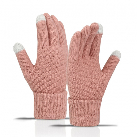 Manusi de Dama, Flippy, Functie Touchscreen (ecran tactil), Material Acril Tricotat, Manseta Elastica, Interior Catifelat, Marime Universala, Roz [5]