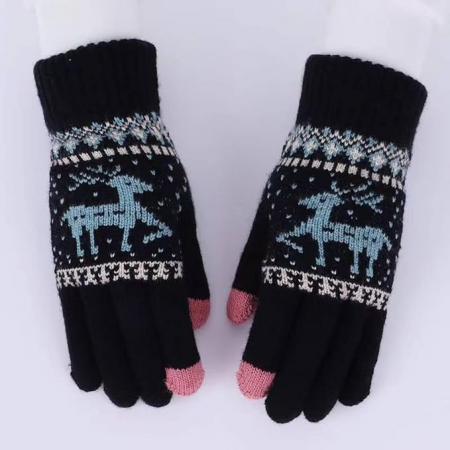 Manusi de Dama, Flippy, Model Ren, Functie Touchscreen (ecran tactil), Material Acril Tricotat, Manseta Elastica, Interior Catifelat, Marime Universala, Negru [4]