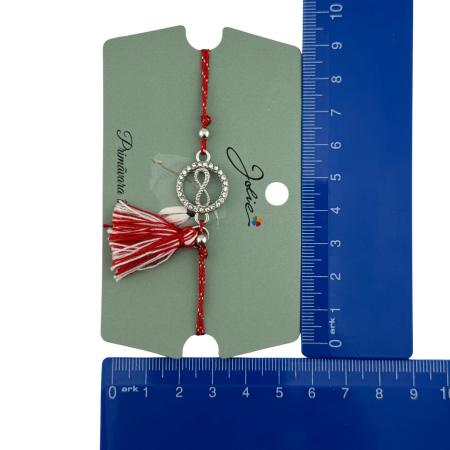 Martisor Bratara Ciucure, Jolie, Snur Rosu Reglabil, cu Pandantiv, Model Cerc Infinit [3]