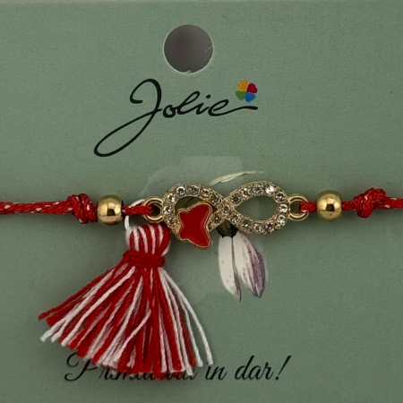Martisor Bratara Ciucure, Jolie, Snur Rosu Reglabil, cu Pandantiv, Model Infinit Fluturas [1]
