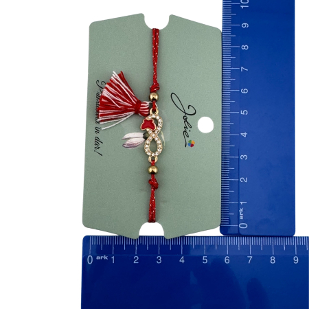 Martisor Bratara Ciucure, Jolie, Snur Rosu Reglabil, cu Pandantiv, Model Infinit Fluturas [3]