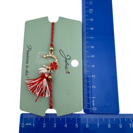 Martisor Bratara Ciucure, Jolie, Snur Rosu Reglabil, cu Pandantiv, Model Potcoava [3]