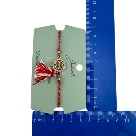 Martisor Bratara Ciucure, Jolie, Snur Rosu Reglabil, cu Pandantiv, Model Trifoi cu Patru Foi [3]