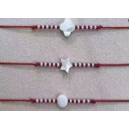 Martisor Bratara cu Sidef, Snur Rosu Reglabil, Margele Albe si Rosii, Pandantiv din Scoica, Modele de Sezon [5]