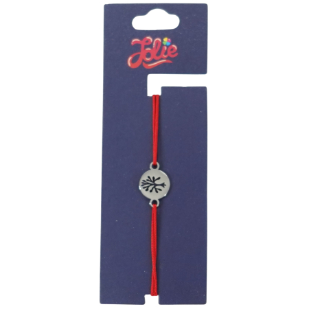 Sub 99 Lei - Martisor Bratara din Inox pentru Copii, Jolie, Textil si Inox, Snur Rosu, Model Banut, Argintiu