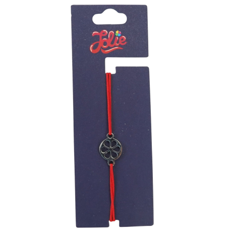 Sub 99 Lei - Martisor Bratara din Inox pentru Copii, Jolie, Textil si Inox, Snur Rosu, Model Floare, Argintiu