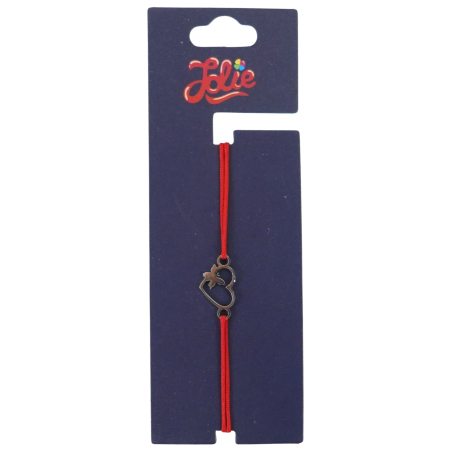 Sub 99 Lei - Martisor Bratara din Inox pentru Copii, Jolie, Textil si Inox, Snur Rosu, Model Inima Fluture, Argintiu