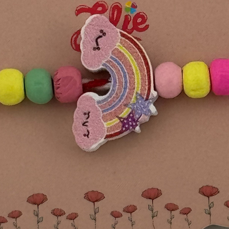 Martisor Bratara Multicolora pentru Copii, Jolie, din Lemn si Textil, Model Curcubeu [1]