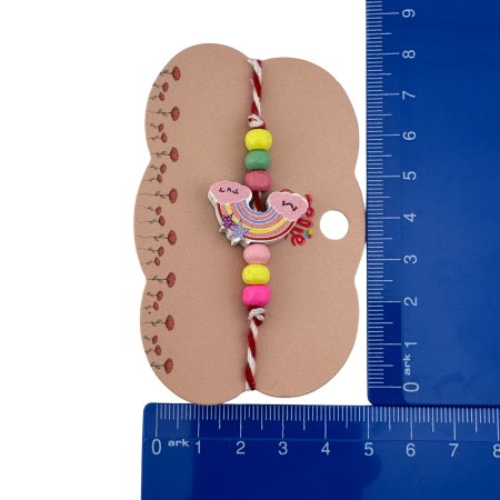 Martisor Bratara Multicolora pentru Copii, Jolie, din Lemn si Textil, Model Curcubeu [3]