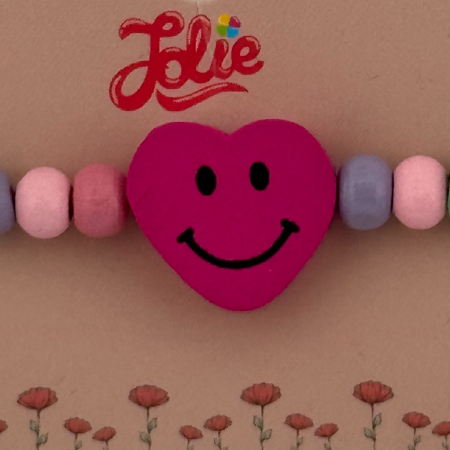 Martisor Bratara Multicolora pentru Copii, Jolie, din Lemn si Textil, Model Inima [1]
