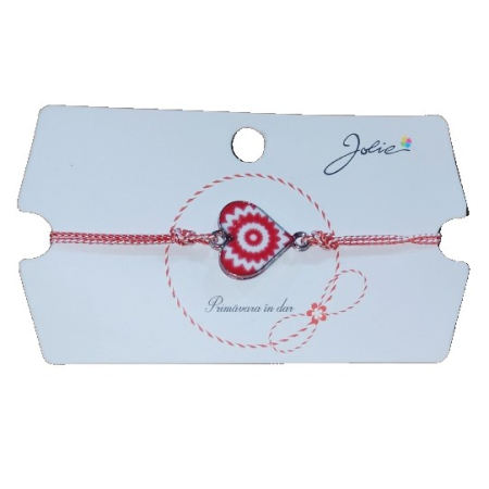 Sub 99 Lei - Martisor Bratara Traditionala, Snur Alb Rosu, Multiple Modele de pandantiv cu specific Traditional
