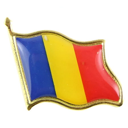 Martisoare Brosa Primavara - Insigna Steag Tricolor Romania, Flippy, Model Brosa cu Ac de Siguranta, 20x20 mm