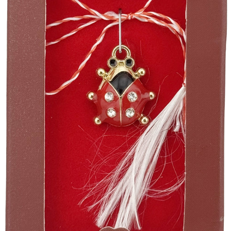 Martisor Pandantiv, Jolie, Drag de Primavara, Model Buburuza, Rosu/Negru [1]