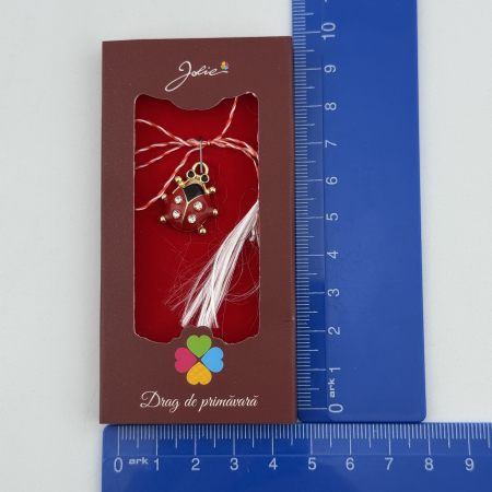 Martisor Pandantiv, Jolie, Drag de Primavara, Model Buburuza, Rosu/Negru [2]