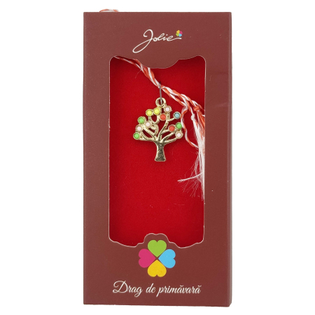 Sub 99 Lei - Martisor Pandantiv, Jolie, Drag de Primavara, Model Copac, Rosu/Negru