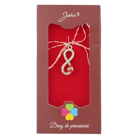 Sub 99 Lei - Martisor Pandantiv, Jolie, Drag de Primavara, Model Infinit / Buburuza, Rosu/Negru