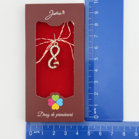 Martisor Pandantiv, Jolie, Drag de Primavara, Model Infinit / Buburuza, Rosu/Negru [2]