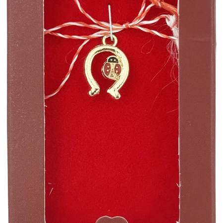 Martisor Pandantiv, Jolie, Drag de Primavara, Model Portcoava Buburuza, Rosu/Negru [1]