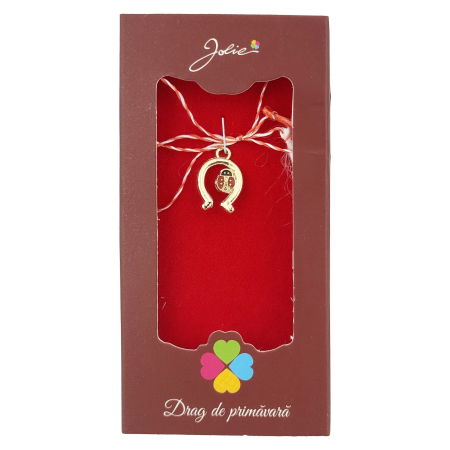 Sub 99 Lei - Martisor Pandantiv, Jolie, Drag de Primavara, Model Portcoava Buburuza, Rosu/Negru