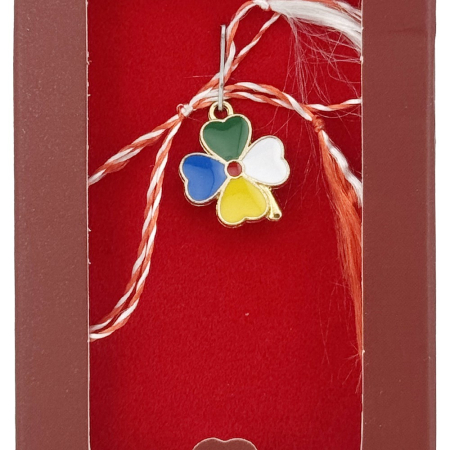 Martisor Pandantiv, Jolie, Drag de Primavara, Model Trifoi Color, Rosu/Negru [1]