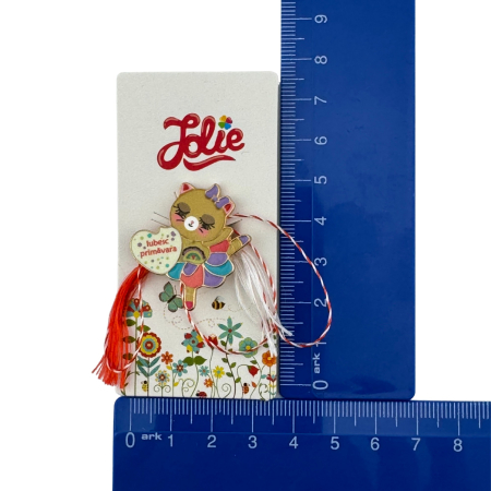 Martisor pentru copii, Jolie, Material Metal, Ambalaj Carton cu Design, Dimensiune Brosa Aproximativ 2x2 cm, Multicolor, cu Mesaj, Model Balerina [3]