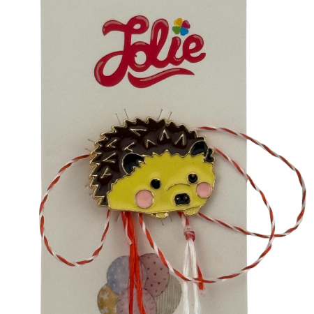 Martisor pentru copii, Jolie, Material Metal, Ambalaj Carton cu Design, Dimensiune Brosa Aproximativ 2x2 cm, Multicolor, Model Arici [2]