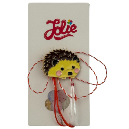 Sub 99 Lei - Martisor pentru copii, Jolie, Material Metal, Ambalaj Carton cu Design, Dimensiune Brosa Aproximativ 2x2 cm, Multicolor, Model Arici