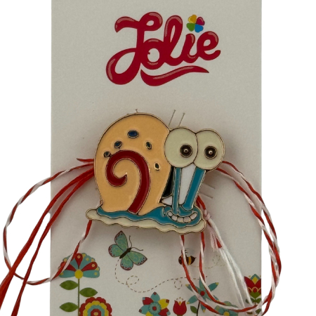 Martisor pentru copii, Jolie, Material Metal, Ambalaj Carton cu Design, Dimensiune Brosa Aproximativ 2x2 cm, Multicolor, Model Melc [2]