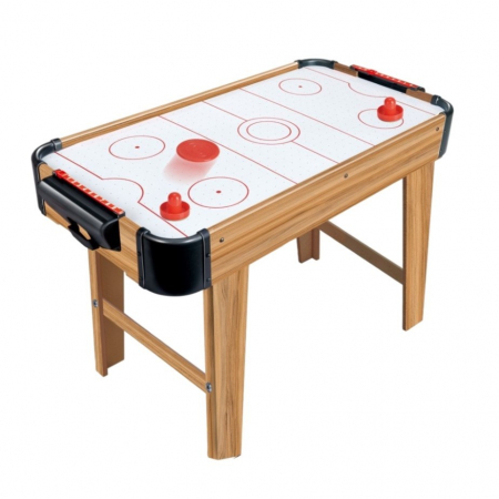 Jocuri de societate - Lichidare Masa Air Hockey Graffiti cu Picioare Lungi, Flippy, Lemn, 2 Pucuri, Tabela Scor, 2 Impingatoare, 76x38x61 cm, Maro