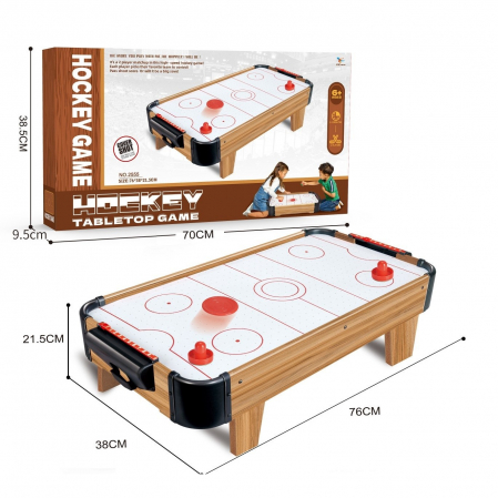 Masa Air Hockey Graffiti cu Picioare Scurte, Flippy, Lemn, 2 Pucuri, Tabela Scor, 2 Impingatoare, 76x38x21.5 cm, Maro [2]