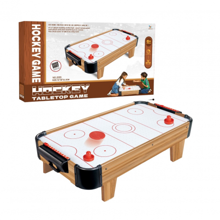 Masa Air Hockey Graffiti cu Picioare Scurte, Flippy, Lemn, 2 Pucuri, Tabela Scor, 2 Impingatoare, 76x38x21.5 cm, Maro [1]