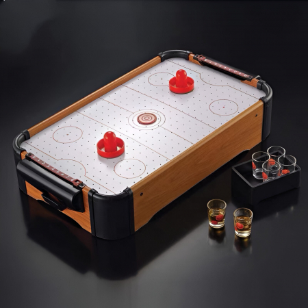 Masa Air Hockey Graffiti fara Picioare, Flippy, Lemn, 2 Pucuri, Tabela Scor, 2 Impingatoare, 57x31x9.5 cm, Maro [7]