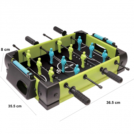 Masa de fotbal cu teren si 12 jucatori Flippy, 4 manere, cu Tablou Scor, din Metal si ABS, 36.5 x 35.5 x 8 cm, Design Multicolor, pentru copii/adulti, verde [1]