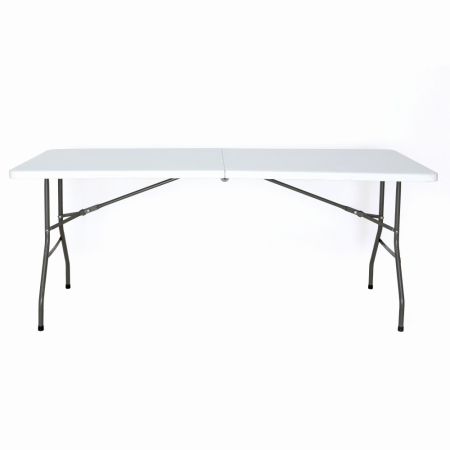 Sub 99 Lei - Masa pliabila 4 persoane din otel si HDPE KLUGMEISTER KJC2061,180x70x74 cm, culoare alba