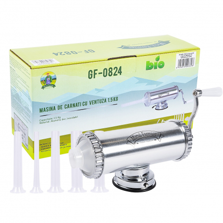 Masini de carnati si accesorii - Masina de carnati 1.5 kg AL ventuza, 5 palnii (10,15,19,22,25)