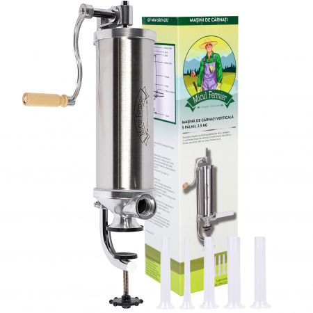 Masini de carnati si accesorii - Masina de carnati 2.5kg vertical, 5 palnii (10,15,19,22,25)