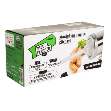  Masini de carnati - Masina de carnati Micul Fermier, 3 kg, orizontala cu 5 palnii