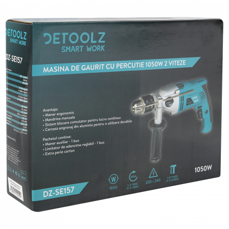 Masina de gaurit si insurubat Detoolz cu percutie 1050W, 2 viteze [7]