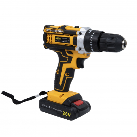 Masina de gaurit si insurubat cu 2 acumulatori Mustang cu percutie, 26 V, 10 mm, cutie transport [1]