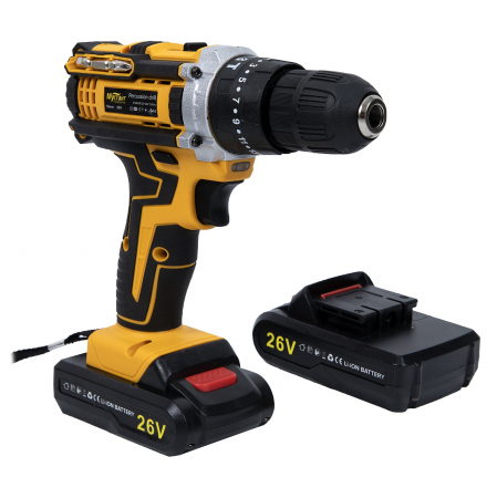 Masina de gaurit si insurubat cu 2 acumulatori Mustang cu percutie, 26 V, 10 mm, cutie transport [4]