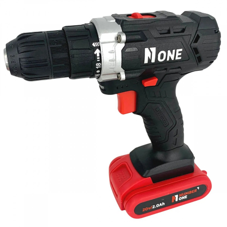 Masina de gaurit si insurubat cu 2 acumulatori Number One , 20 V, 2.0 Ah, 32 Nm, 400 rpm insurubare, 1400 rpm gaurire [1]