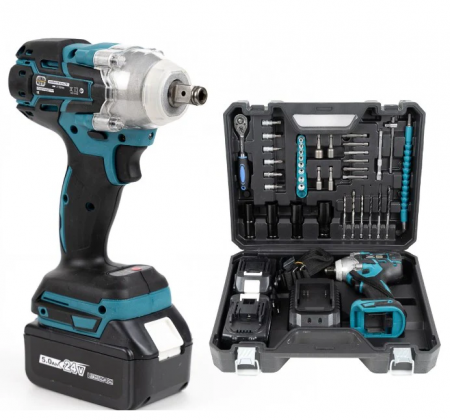 Trusa Masina de Insurubat cu Impact, cu 40 accesorii si 2 Acumulatori, 350Nm, 24V, 5Ah [0]