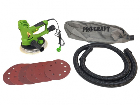 Slefuitoare excentrice - Masina de slefuit pereti Procraft EX950EL, 710 W, 180 mm, 2500 rot/min cu aspirator sac