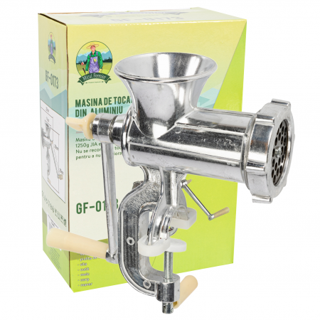 Masini de tocat manuale - Lichidare Masina de tocat carne nr.10 din aluminiu 1250g JIA, Micul Fermier